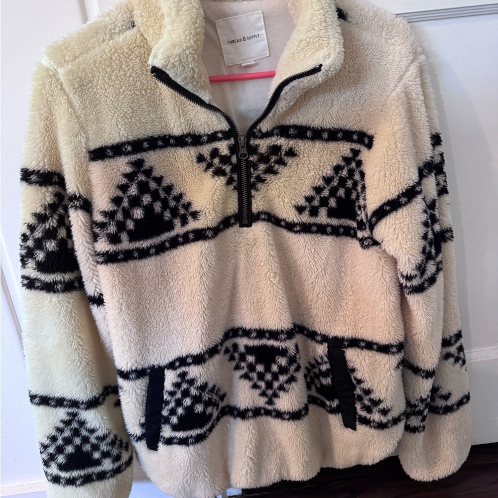 Thread & Supply Cozy Geometric Pattern Sweater - Cream and Black - Picture 3 of 4